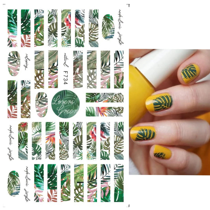 3D Fashion Poster Portrait Flower Nail Art Stickers – DIY Nail Decals