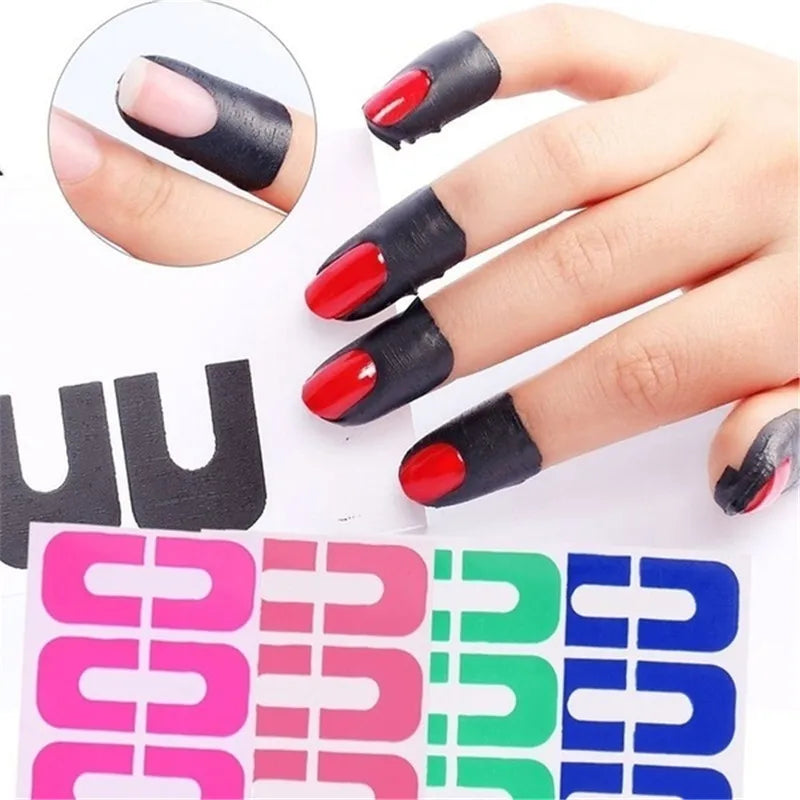 U-Shape Nail Form Guide Stickers – Anti-Splash Peel Tape for Nail Polish & Finger Skin Protection