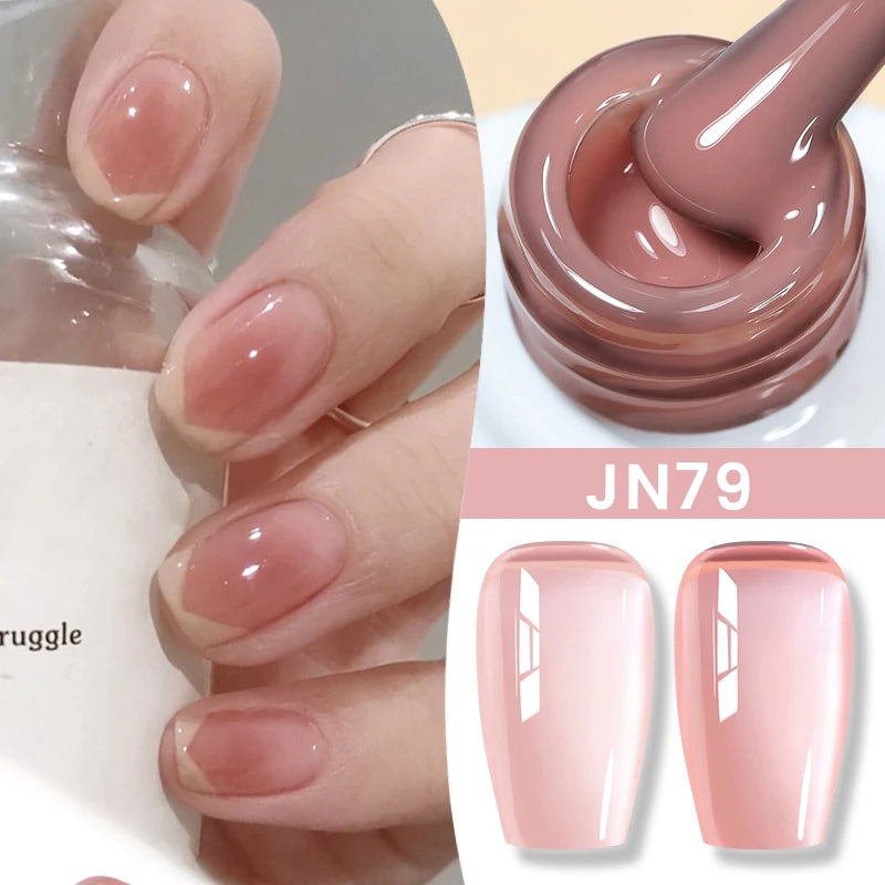 BORN PRETTY Jelly Nude Gel Nail Polish 10ml - Light Pink Peach Translucent UV Gel Varnish