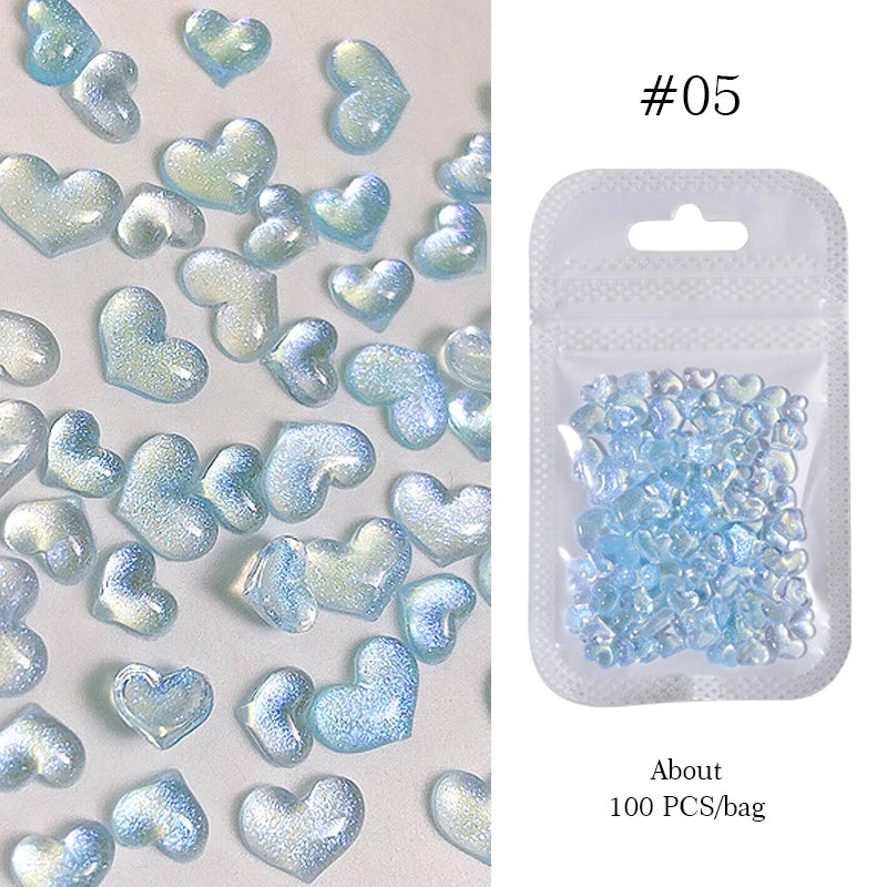 Mix Colour Jelly Ribbon Bowknot & Pearl Nail Charms – 3D Nail Art Decorations