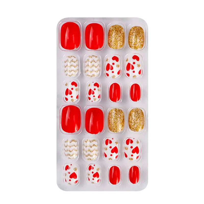 24Pcs Kids Press-On Nails – Cartoon Style, Full Cover Fake Nails, Stick-On Nail Decor for Girls