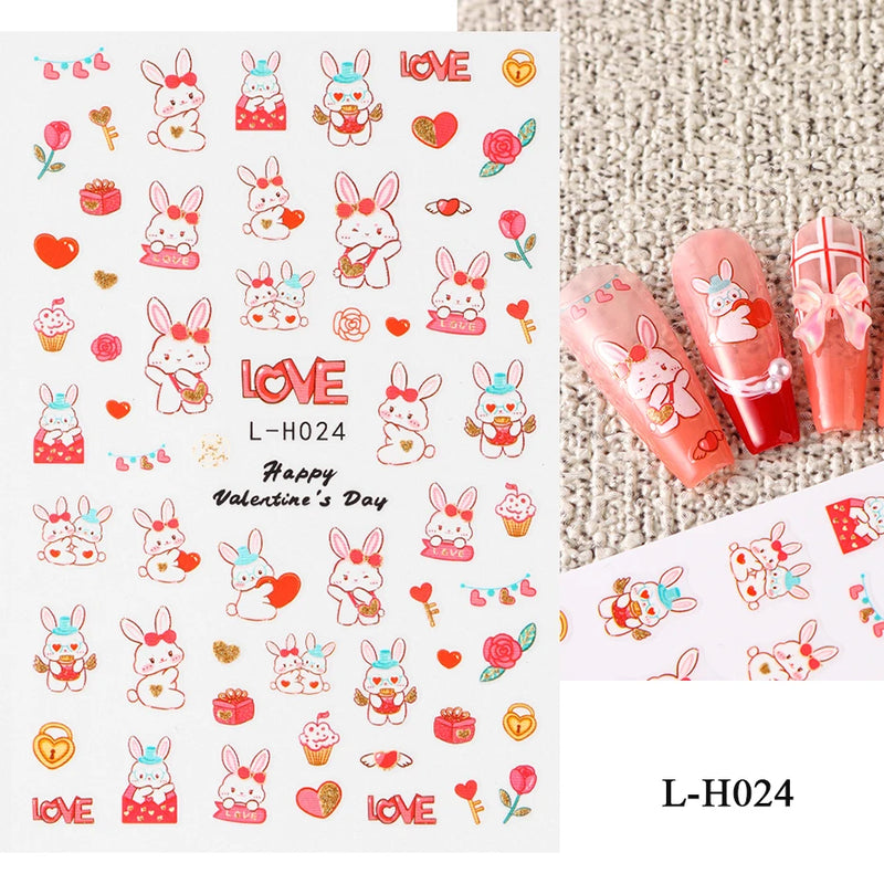 Cute 3D Cartoon Animal Nail Stickers – Dog, Cat & Bunny & More Self-Adhesive Manicure Decals