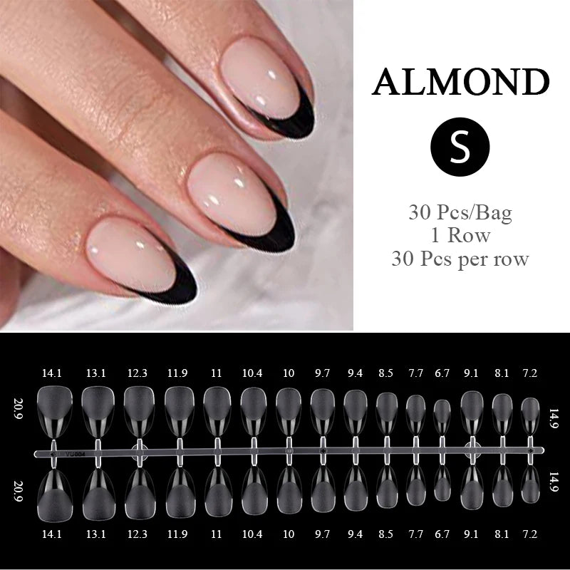 30Pcs French Gradient Short Coffin Nails – Nude Colour Full Cover Press-On Fake Nails