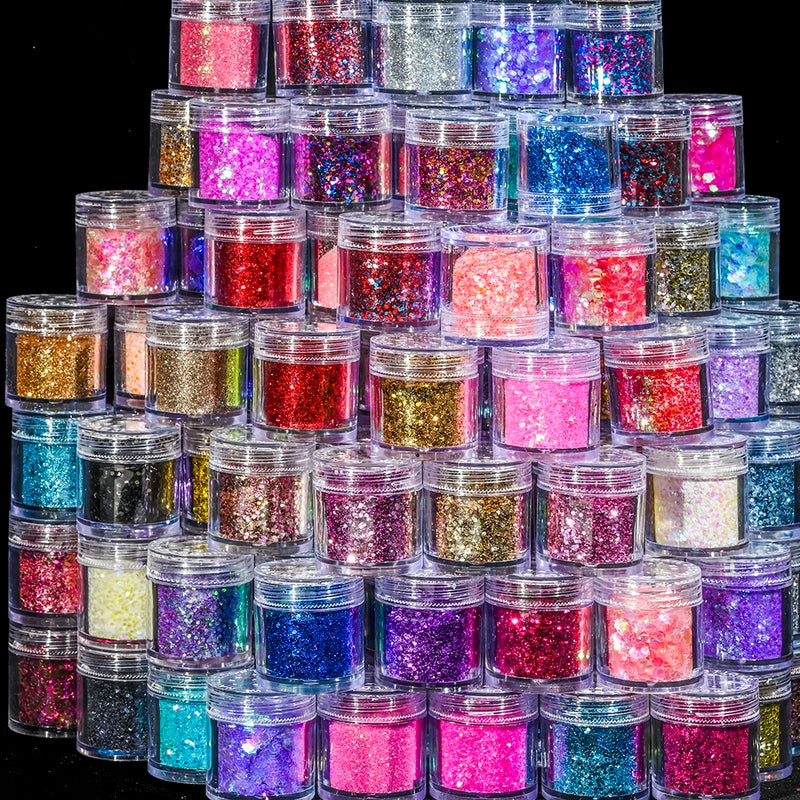 Holographic Glitter set 4 different shines Nail Sequins 10 grams each jar Holographic Cosmetic