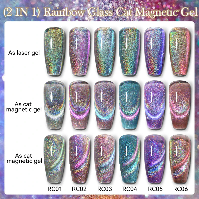 LILYCUTE 7ml Laser Cat Magnetic Gel Nail Polish – Blue Purple Gel Varnish for UV/LED Nail Art