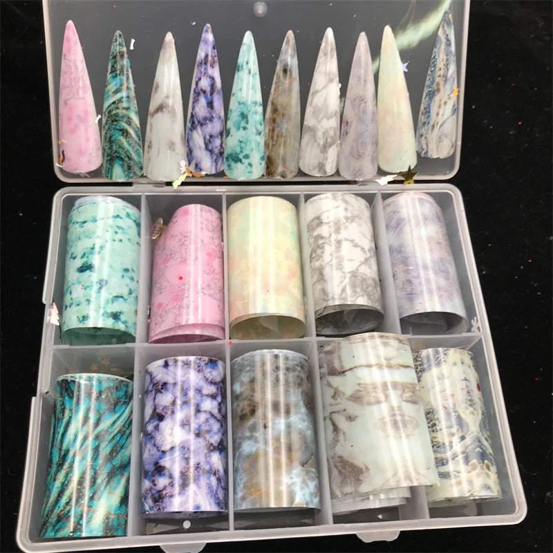 New Flower Nail Foils for Transfer Paper Stickers Floral Adhesive Fruit Nails Wraps Fish DIY Water