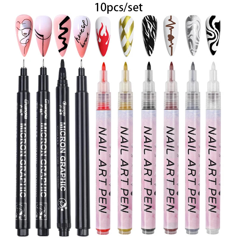 Waterproof Nail Art Drawing Pens – Acrylic Liner for DIY 3D Designs, Fine Patterns & Graffiti