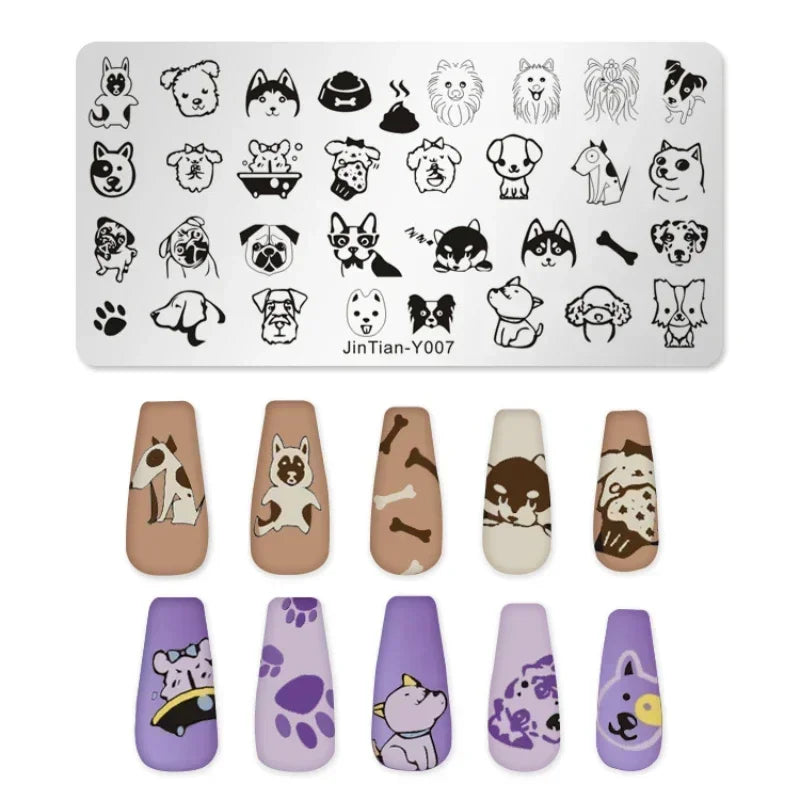 Nail Stamping Plates Tiger Zebra Leopard Print Animal Plants Image Stainless Steel Stencil Nail Art