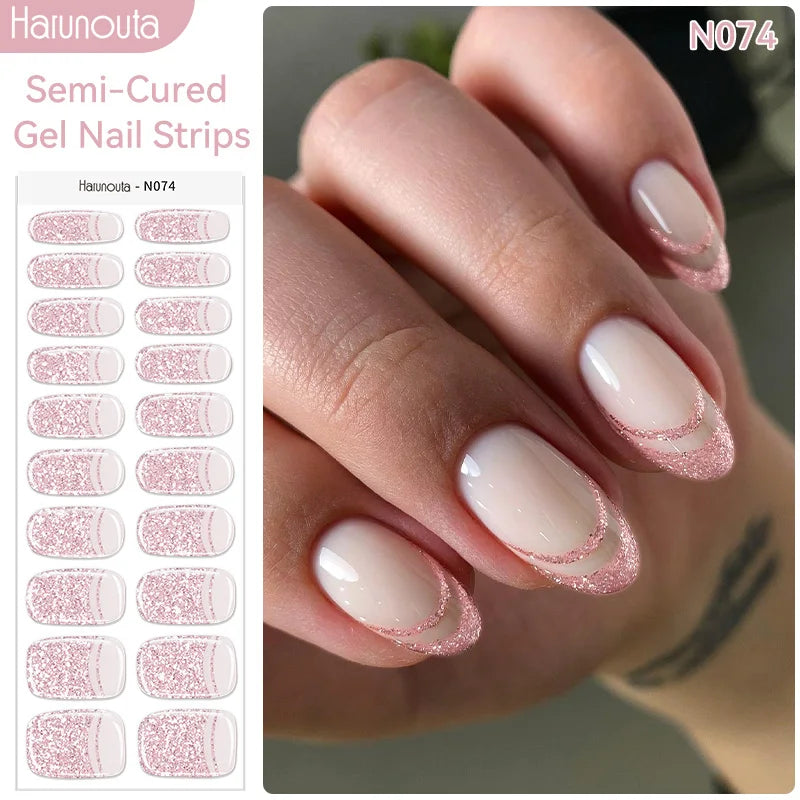 Harunouta Milky Jelly White Semi-Cured Gel Nail Wraps – 20 Tips