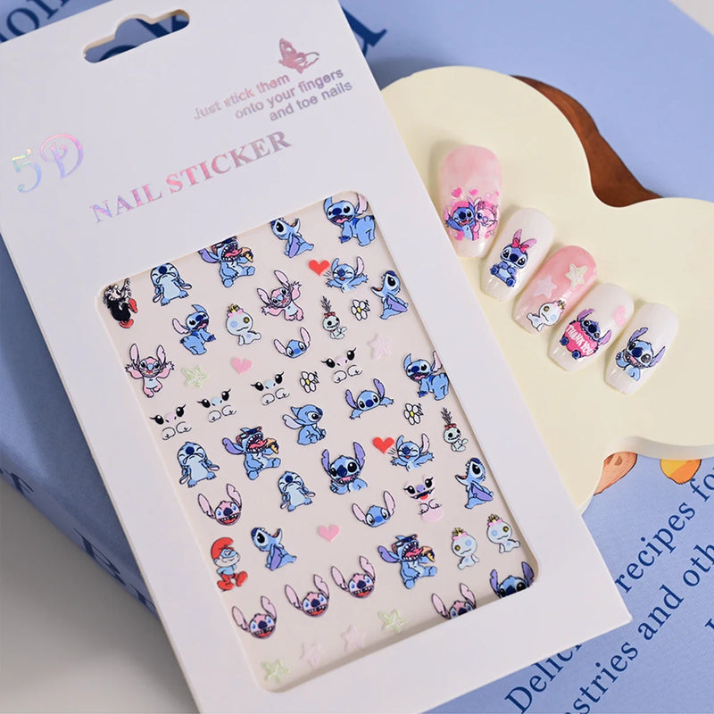 1pc Cartoon Mini Nail Stickers – 3D Cartoon Decal Stickers for Nail Art Decorations