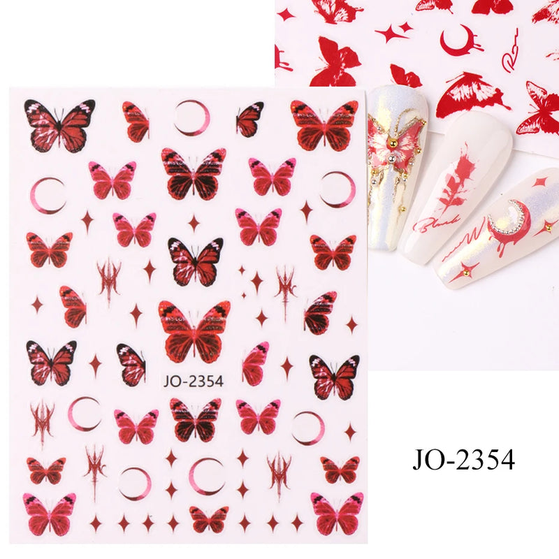 Aurora Laser Butterfly 3D Nail Stickers – Holographic Self-Adhesive Nail Decals