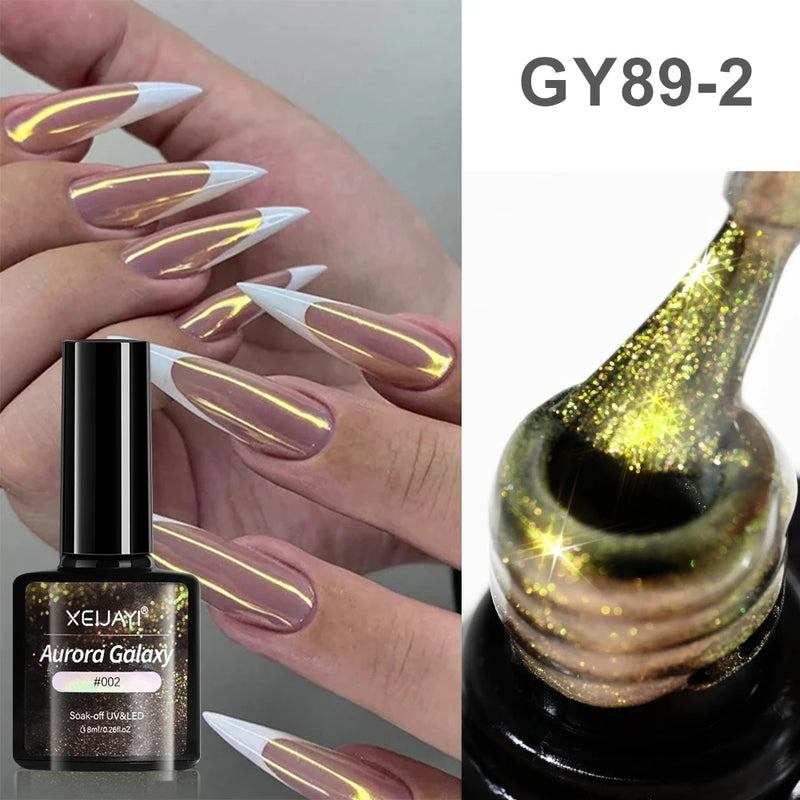 15ml Cat Eye Gel Nail Polish - Glitter Aurora Mermaid Sparkly Soak Off UV Gel Varnish