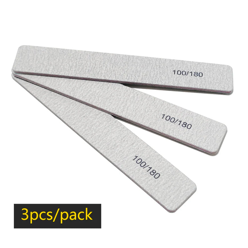 Professional 100/180 Grit Half-Moon Nail File Buffer – Double-Sided Sandpaper for Gel & Acrylic Nails