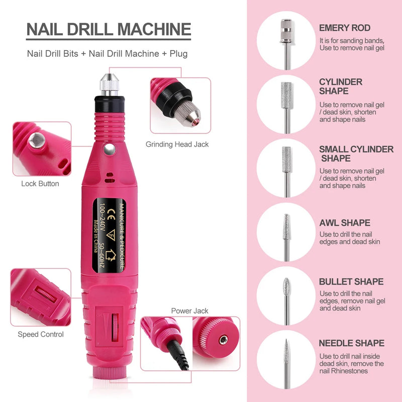 Professional Electric Nail Drill Machine – 20W, 20,000 RPM, USB Rechargeable Nail Sander