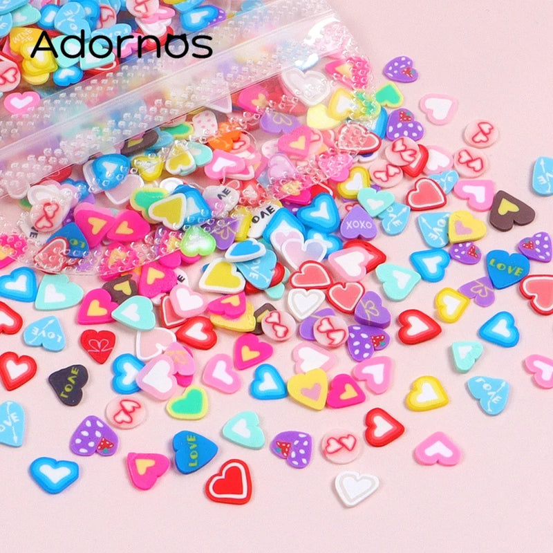 Resin Filling Love Heart Clay Slices – Valentine Kawaii Heart Sprinkles for DIY Crafts & Nail Art