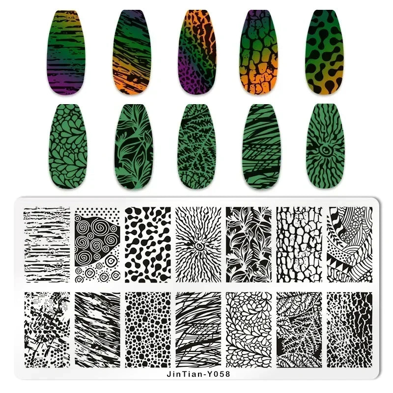 Nail Stamping Plates – Animal Prints, Letters, Hearts, Flowers & More – Stencil for Nail Art Designs