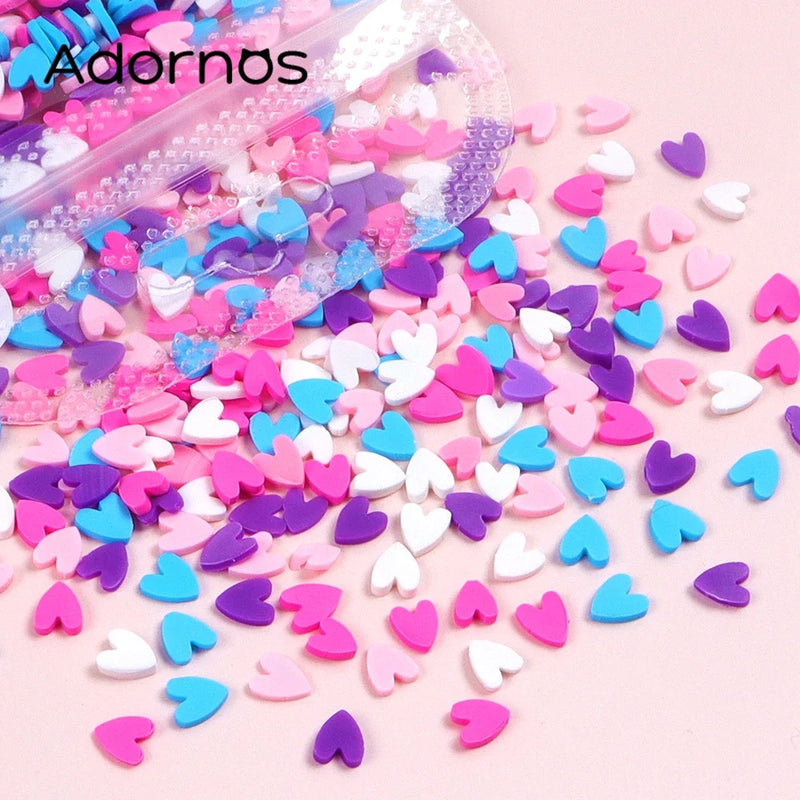 Resin Filling Love Heart Clay Slices – Valentine Kawaii Heart Sprinkles for DIY Crafts & Nail Art