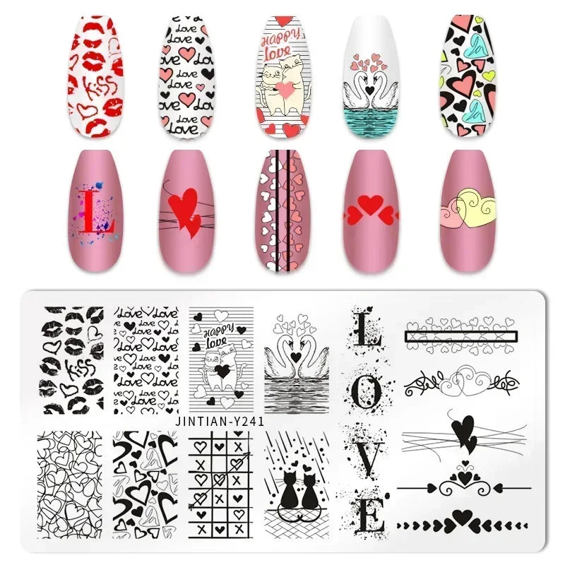 Nail Stamping Plates – Animal Prints, Letters, Hearts, Flowers & More – Stencil for Nail Art Designs