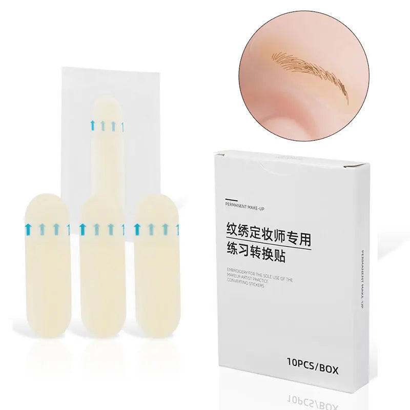 10pcs Eyebrow Tattoo Transfer Stickers – Eye Brow Line Practice  Training Tool