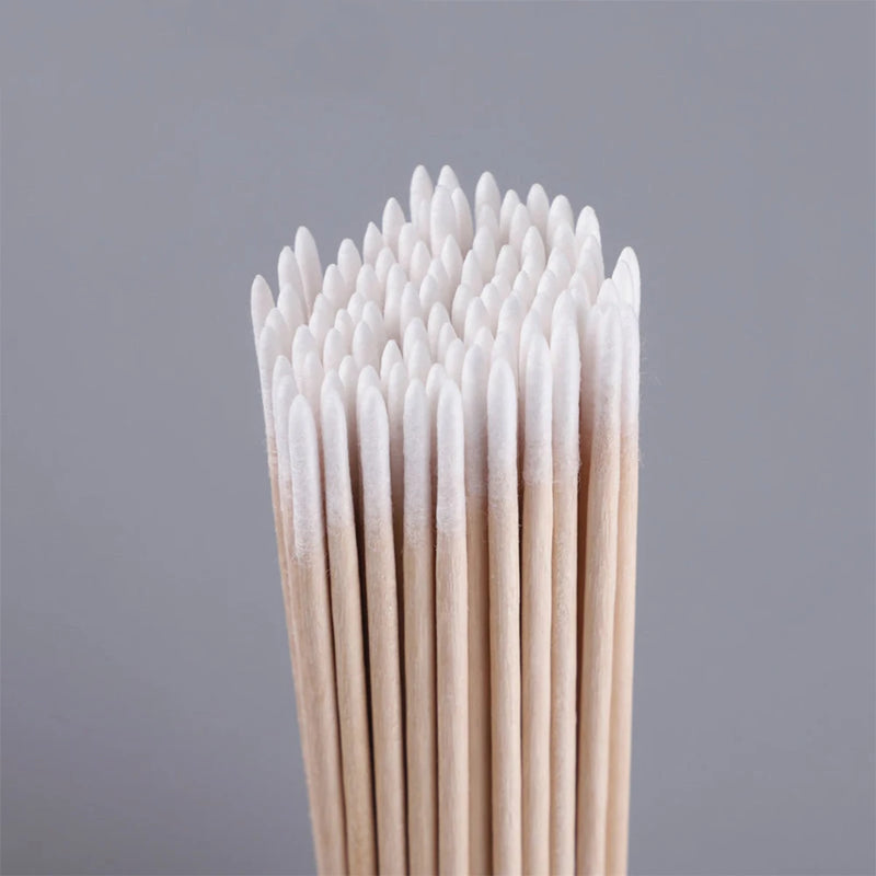 100/300/500Pcs Wooden Cotton Swabs – Nail Polish Remover & Manicure Cleaning Sticks (10cm)