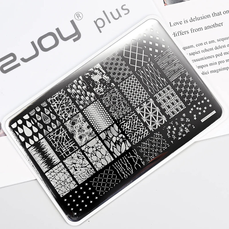 Large Geometry Nail Stamping Plate – Stainless Steel Template for Nail Art