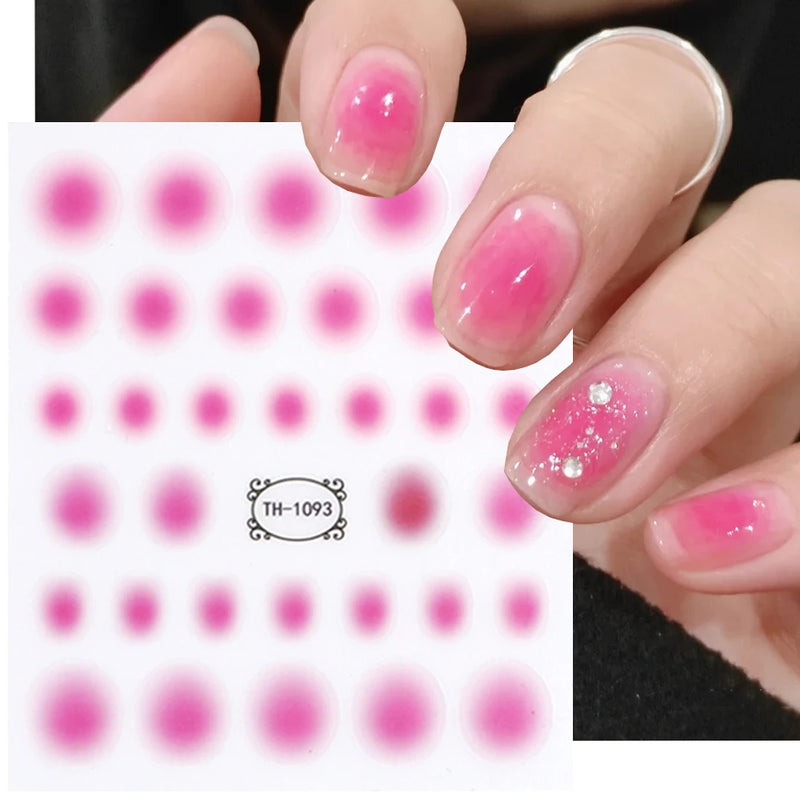 Gradient 3D Jelly Nail Stickers – Ombre Red & Pink Blush Translucent Gel Polish Wraps & More