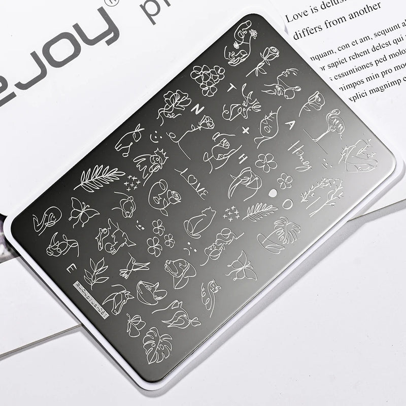 14.5x9.5cm French Snowflakes Nail Stamping Plate – Stainless Steel Nail Art Design Template Tool