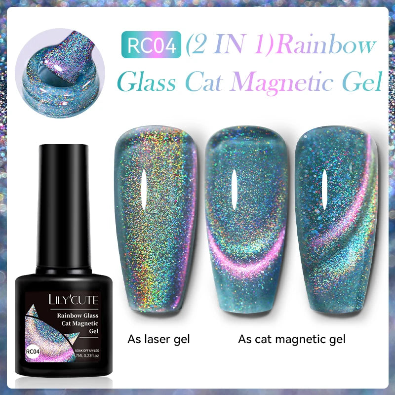 LILYCUTE 7ml Platinum Cat Eye Gel Polish – Rose Gold Foil Effect, Magnetic UV Gel for Nail Art