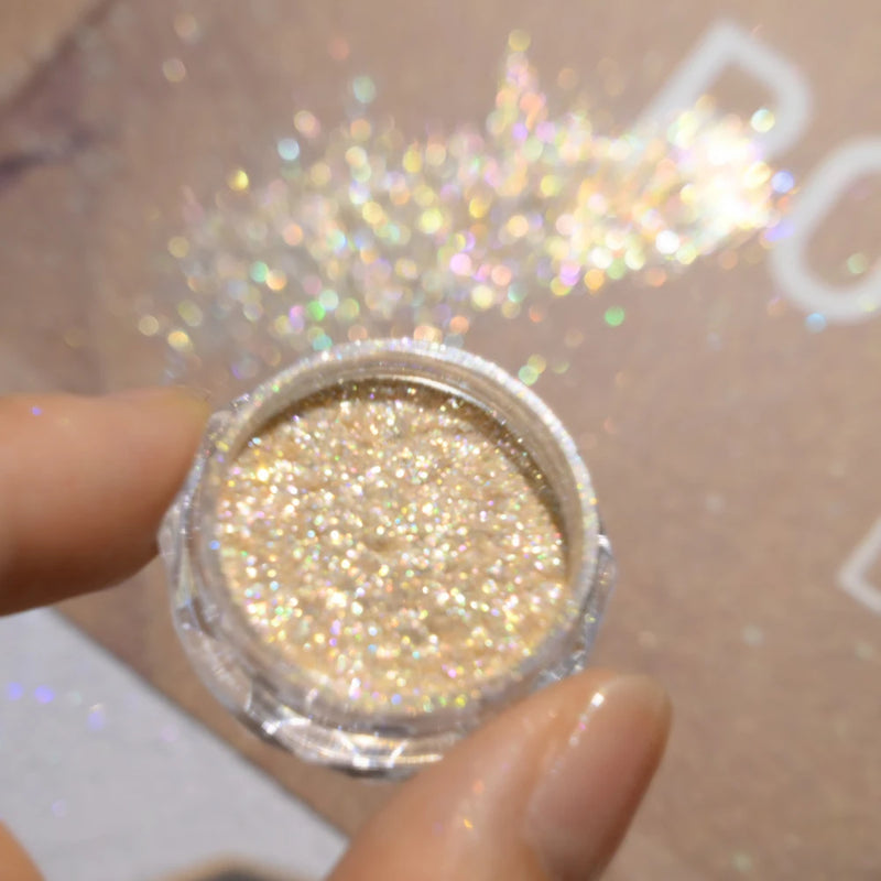 Gold Opal Nail Powder – Mermaid Glitter, Iridescent Chrome Flakes for Stunning Manicure Decorations