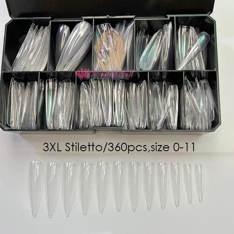 Gel X Nails Extension System - Full Cover Sculpted Clear Medium Coffin Nail Tips for Press-On Nails