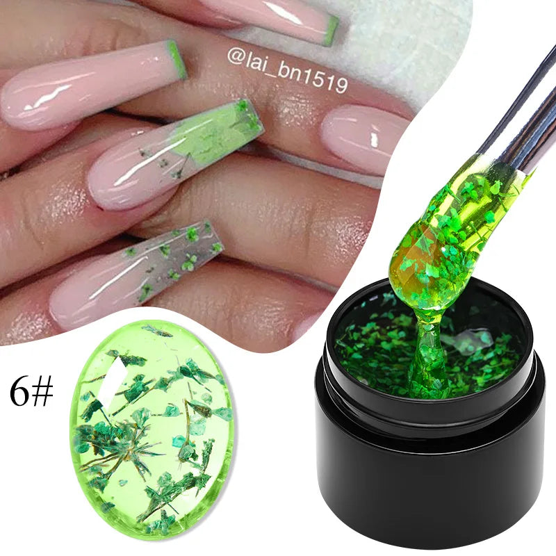 MEET ACROSS 5ml Pink Dried Flower Gel Nail Polish – Natural Flower Fairy Nail Art