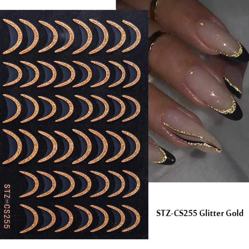 3D Gradient French Line Nail Stickers – Elegant DIY Nail Art Decals for French Tips & More