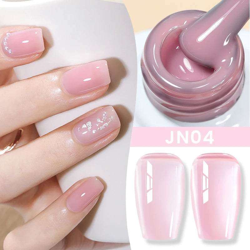 BORN PRETTY Jelly Nude Gel Nail Polish 10ml - Light Pink Peach Translucent UV Gel Varnish