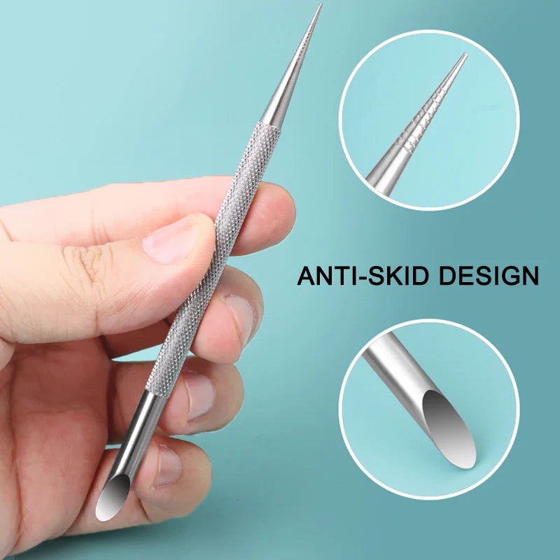 Dual Ended Nail Cuticle Pusher for Fingernails and Toenails Non Slip Easy to Control Nail Care