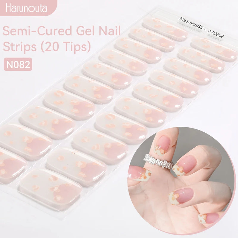 Harunouta Milky Jelly White Semi-Cured Gel Nail Wraps – 20 Tips