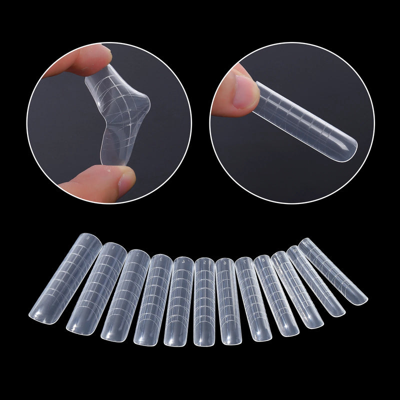 120PCS Clear Dual Forms for Poly Gel – Stiletto & Coffin Nail Extension Moulds