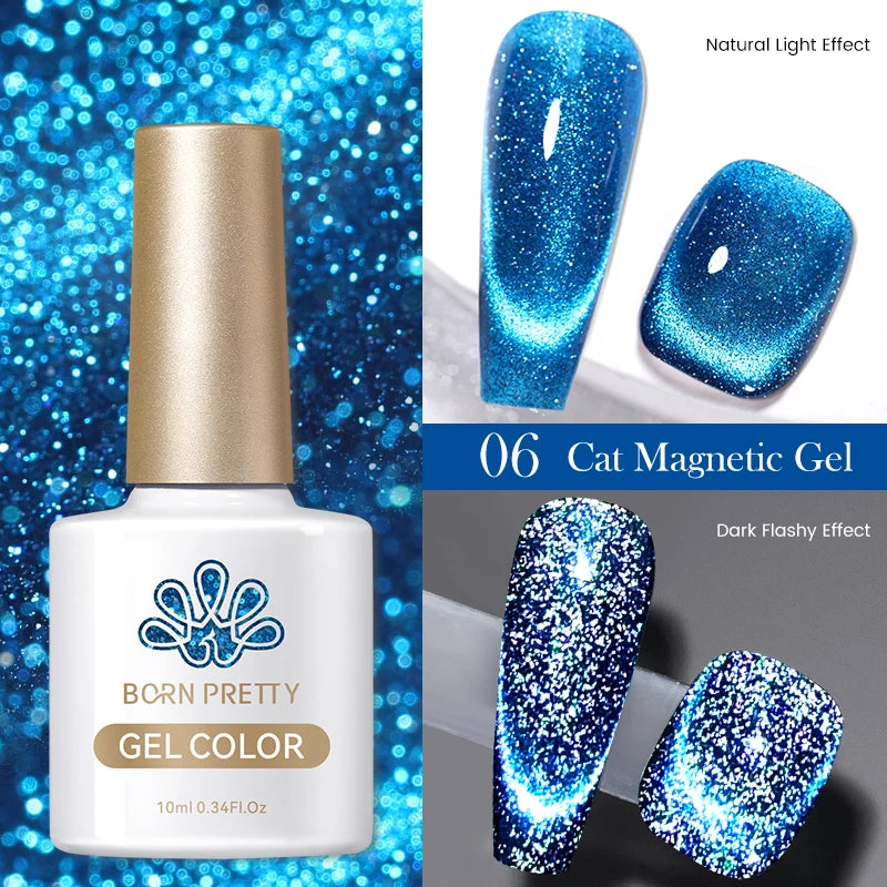 BORN PRETTY 10ml Purple Water Light Cat Magnetic Gel Polish – Soak Off UV LED Varnish