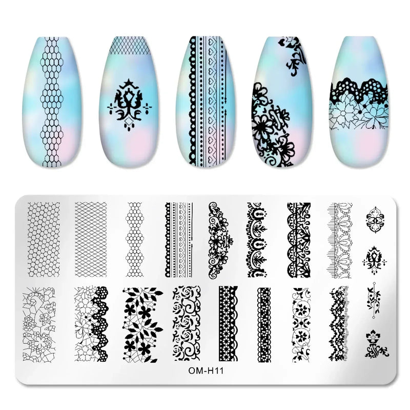 Nail Stamping Plates – Animal Prints, Letters, Hearts, Flowers & More – Stencil for Nail Art Designs