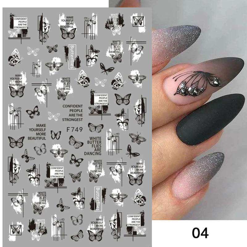 3D Fashion Poster Portrait Flower Nail Art Stickers – DIY Nail Decals