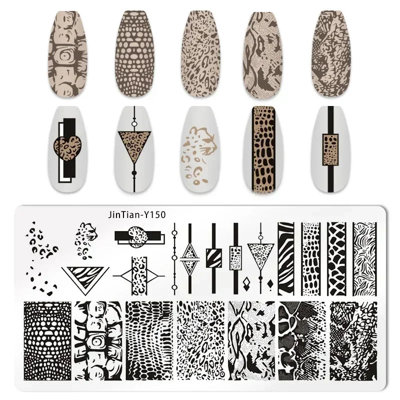 Nail Stamping Plates – Animal Prints, Letters, Hearts, Flowers & More – Stencil for Nail Art Designs