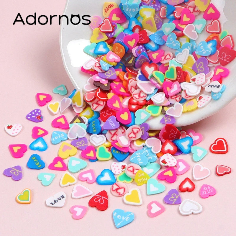 Resin Filling Love Heart Clay Slices – Valentine Kawaii Heart Sprinkles for DIY Crafts & Nail Art