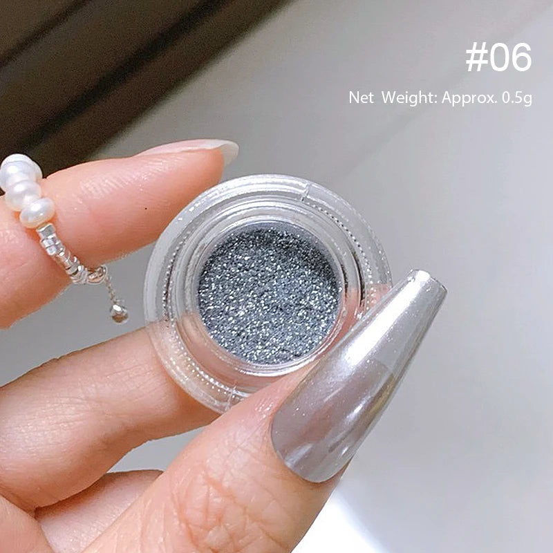 NICOLE DIARY Bright White Pearl Nail Powder – Moonlight Mirror Aurora Effect