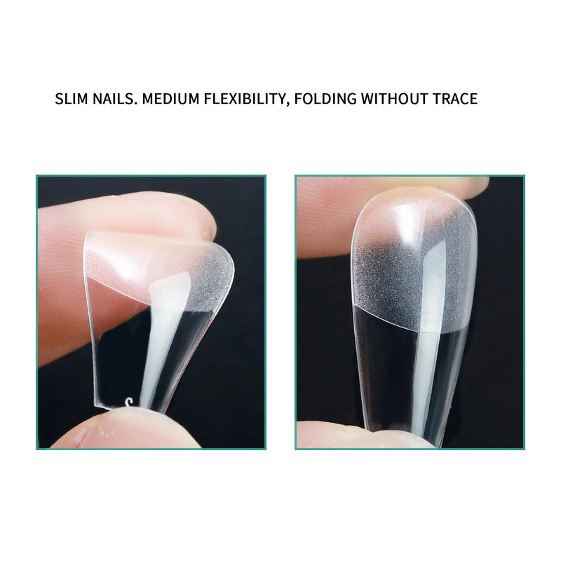 1 Box Clear Acrylic Long Fake Nails – Full & Half Cover Coffin, Almond French Soft Gel Nail Tip