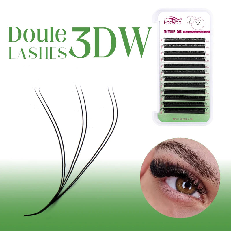 FADVAN W-Shaped Premade Volume Fans – 2D to 8D Faux Mink Eyelash Extensions