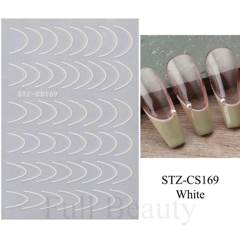 3D Gradient French Line Nail Stickers – Elegant DIY Nail Art Decals for French Tips & More