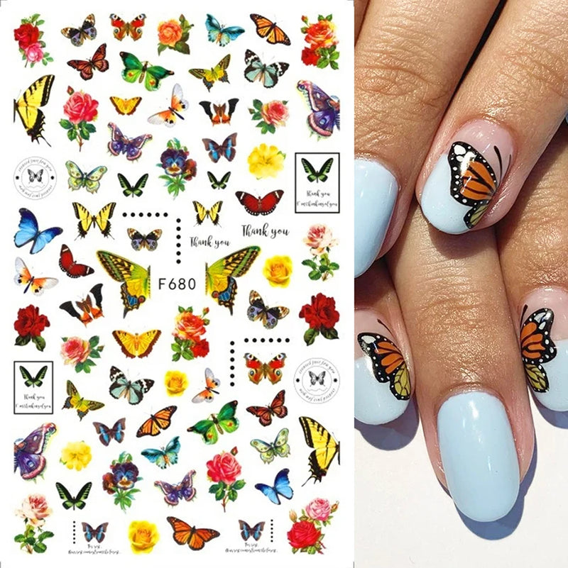 3D Fashion Poster Portrait Flower Nail Art Stickers – DIY Nail Decals