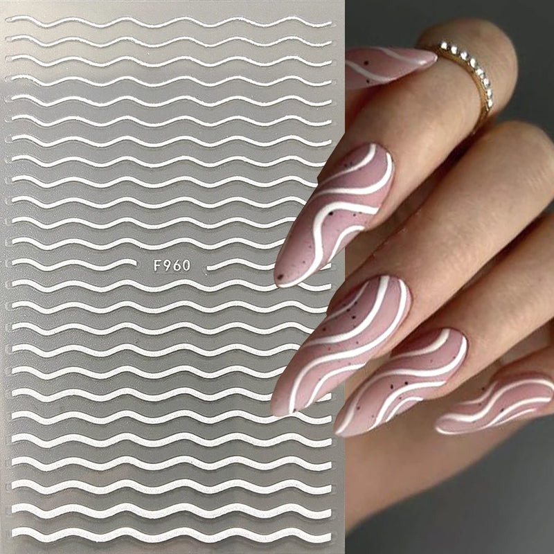 3D Gradient French Line Nail Stickers – Elegant DIY Nail Art Decals for French Tips & More