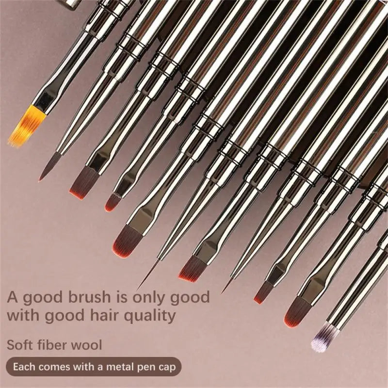 12PCS Nail Art Brush Liner Brush Stripe Pattern Painting Brush Acrylic UV Gel Extension Drawing