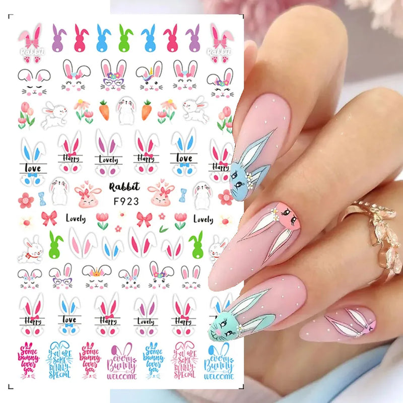 Cute 3D Cartoon Animal Nail Stickers – Dog, Cat & Bunny & More Self-Adhesive Manicure Decals