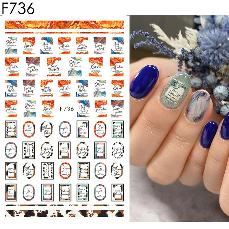 3D Fashion Poster Portrait Flower Nail Art Stickers – DIY Nail Decals